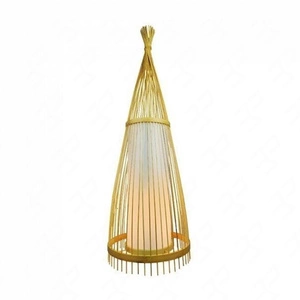 Lampa podłogowa Wood 150 cm designerska konstrukcja lampy do salonu w stylu boho staranne wykonanie stożkowy kształt