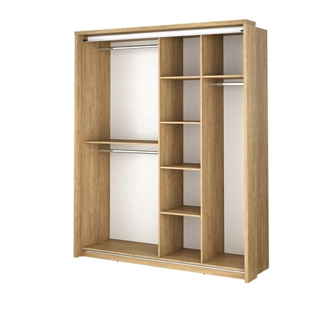 Szafa przesuwna z lustrem Arti 180 cm dąb shetland uniwersalny styl szafy pozwala na dużą swobodę w aranżacji ergonomiczny układ