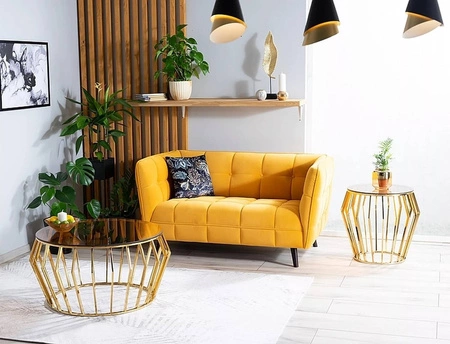 Sofa Castello II żółta prosta i stylowa sofa wpisująca się w każdą aranżację sofa z drewnianymi nogami