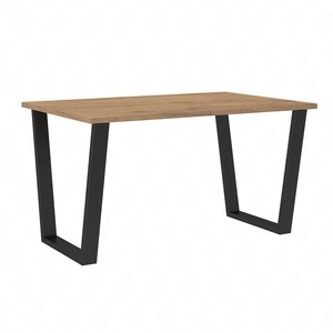 Stół Woburn 138x67 cm dąb lancelot / czarny prosta forma mebla wzbogacona o stylowe czarne nogi w stylu loftowym blat odporny na rozlanie cieczy