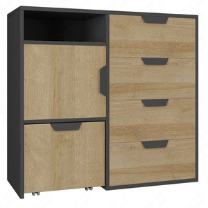 Komoda z szufladami Nano 90 cm grafit / dąb rivierabezproblemowe korzystanie i trwałość stylowy oraz funkcjonalny dodatek do gabinetu i pokoju nastolatka