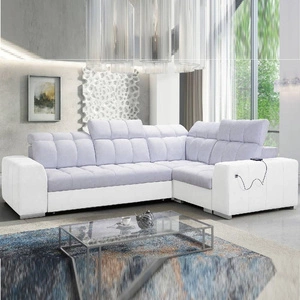 Narożnik z funkcją spania Luigi II szary popiel / biały prawostronny komfort podczas codziennego wypoczynku narożnik z pojemnikiem na pościel