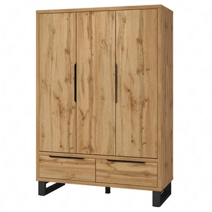 Szafa Halle S 145 cm dąb wotan stylowy design klasyczna forma szafy do sypialni lub garderoby pojemne szuflady uchwyty krawędziowe