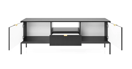 Szafka RTV Lovro 154 cm czarna nowoczesny design zachwyci miłośników wyrazistych wnętrz