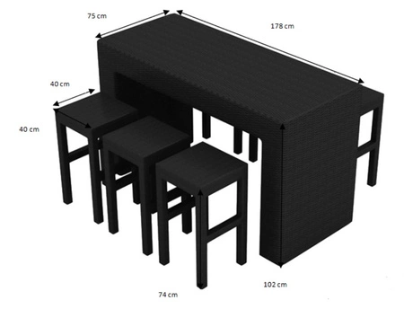 Zestaw mebli ogrodowych Geniale czarny nietuzinkowy zestaw barowy idealny wybór dla miłośników ciekawych elementów dekoracyjnych