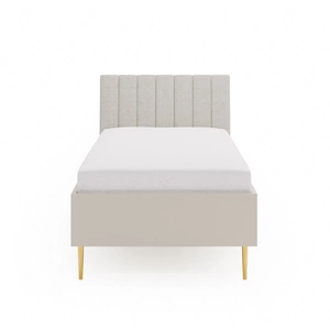 Łóżko Belluna 80x200 cm z beżowe idealne łóżko jednoosobowe do pokoju młodzieżowego lub małej sypialni wysoki tapicerowany zagłówek