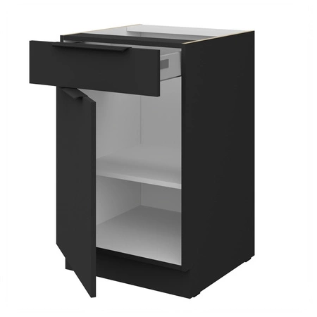 Szafka kuchenna stojąca z szufladą i półką Alatri Bl 50 D 1F 1S BB fronty szafki kuchennej wykończone w technologii anti fingerprint