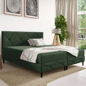 Łóżko kontynentalne Noren 160x200 zielone nowoczesna forma łóżka do sypialni pojemniki na pościel klasyczne pikowanie na wezgłowiu