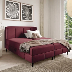 Łóżko kontynentalne Monte 120x200 bordowe designerskie łóżko z pojemnikami na pościel doskonałe do sypialni i pokoju młodzieżowego