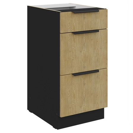 Zestaw mebli kuchennych Crotone 260 cm eleganckie szafki kuchenne o subtelnej i naturalnej kolorystyce metalowe uchwyty krawędziowe