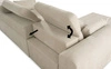 Narożnik z funkcją spania Cetara II szary popiel lewostronny stylowy design przesuwane oparcia regulowane zagłówki i pojemnik na pościel