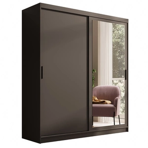 Szafa przesuwna z lustrem Hailey 180 cm czarna prosta forma i minimalistyczny wygląd szafa idealnie wpasuje się do każdego wnętrza