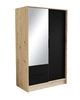 Szafa z lustrem Norel 102 cm dąb artisan / czarny stylowa szafa o nowoczesnym designie z ryflowanymi frontami i pojemnymi szufladami