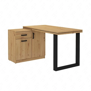 Biurko narożne Makana dąb artisan komoda z szufladą i półkami stylowy i funkcjonalny mebel z blatem 56mm