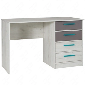 Biurko z szufladami Rest 120 cm dąb craft biały / popiel nowoczesny design mebla obrzeża biurka wykończone zostały specjalną okleiną