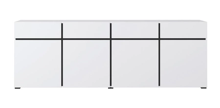 Komoda z szufladami Cross 225 cm biała prosta forma w nowoczesnym wydaniu idealna komoda do salonu lub sypialni geometryczny kształt