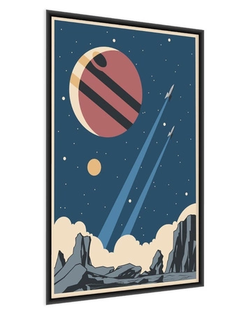 Plakat retro planety 70x100 plakat w ramie precyzyjny wydruk ze stylową grafiką doskonała dekoracja do salonu lub sypialni