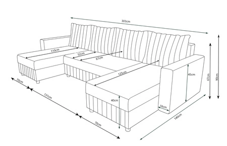 Narożnik z funkcją spania Pasco U miodowy klasyczny design gustowna bryła z gwarancją funkcjonalności i komfortu miękka tkanina