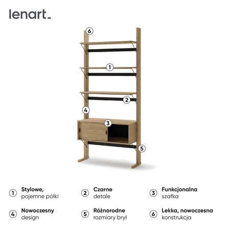 Zestaw mebli biurowych Ollie dąb olejowany / beżowy / czarny designerskie meble w minimalistycznym stylu idealne do każdego wnętrza