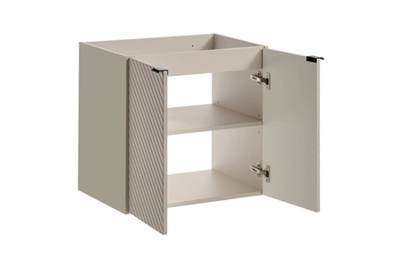 Szafka pod umywalkę Viva 60 cm beżowa designerska szafka do łazienki z półką nietuzinkowe frezowanie w kształcie jodełki na frontach