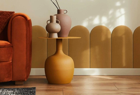 Panel tapicerowany Wally 30x100 cm żółty stylowy panel ścienny płotek welurowa tkanina modne wykończenie każdej aranżacji