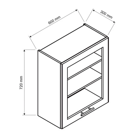 Szafka kuchenna wisząca Zova WS60 biała szafka do kuchni z przeszkleniem odporna na uszkodzenia stylowy frezowany uchwyt