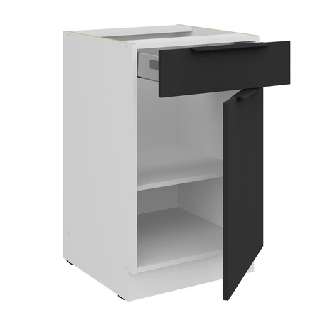 Szafka kuchenna stojąca z szufladą i półką Alatri Wh 50 D 1F 1S BB fronty szafki kuchennej wykończone w technologii anti fingerprint