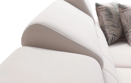 Narożnik z funkcją spania Savona grafitowy lewostronny wygodny i elegancki narożnik z regulowanymi zagłówkami dekoracyjne przeszycia