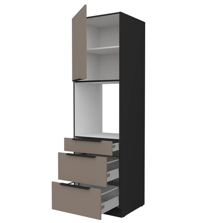 Słupek kuchenny Fiuggi Bl 60 DPS-210 3S 1F szafka z szufladami do zabudowy piekarnika fronty wykonane w technologii anti fingerprint