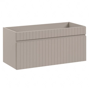Szafka pod umywalkę Iconic 100 cm beżowa stylowy design szafki z eleganckimi ryflowaniami pojemna szuflada z systemem cichego domykania