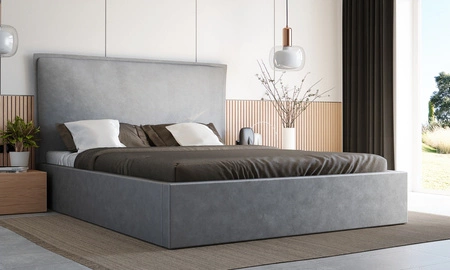 Łóżko tapicerowane Lila 180x200 szary popiel stylowe łóżko z pojemnikiem na pościel wygodny zagłówek zachwyca eleganckim designem