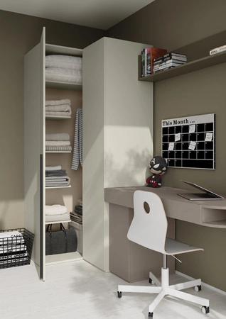 Szafa narożna Woow szampańska nowoczesny wygląd szafy z dwoma drążkami na ubrania wiszące modna i lekka kolorystyka