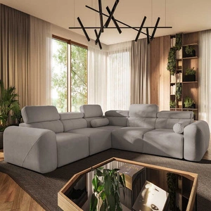 Narożnik z funkcją spania Cantare III szary popiel lewostronny komfortowy i stylowy narożnik do salonu dwa pojemniki na pościel