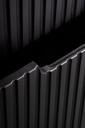 Zestaw mebli łazienkowych Nova czarny stylowe szafki łazienkowe z ryflowaniem frezowane uchwyty ciche domykanie drzwi i szuflad