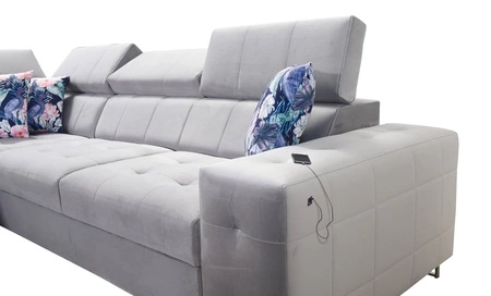 Narożnik z funkcją spania Hampton IX beżowy lewostronny stylowy i nowoczesny design narożnika idealny mebel do każdej aranżacji