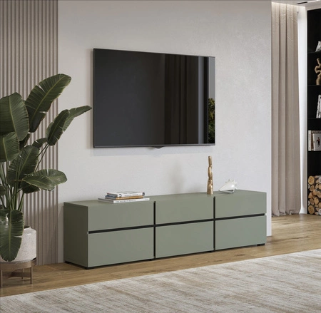 Szafka RTV Cross 180 cm zielona nowoczesny design idealna szafka do salonu i pokoju dziennego geometryczny kształt