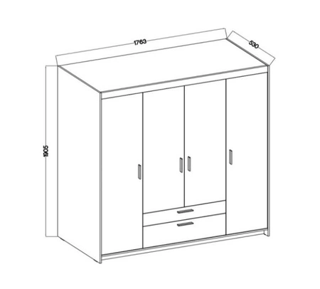 Szafa Rene 176 cm dąb olejowany stylowy design pojemna szafa do garderoby o klasycznej formie wyposażona w duże szuflady