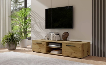Szafka RTV Maxione 190 cm dąb artisan pojemna szafka pod telewizor w stylu klasycznym prosta konstrukcja uniwersalna kolorystyka