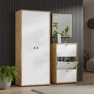 Zestaw mebli do przedpokoju Anter dąb artisan / biały klasyczny design funkcjonalna oraz praktyczna garderoba do przedpokoju