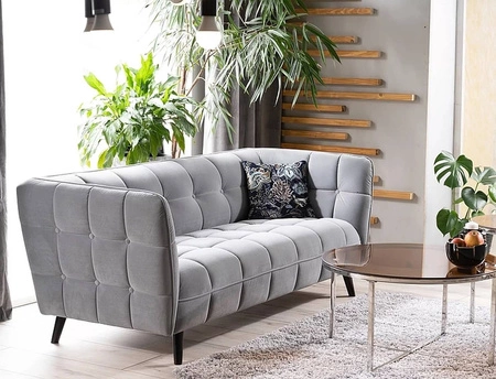 Sofa Castello III szara prosta i stylowa sofa wpisująca się w każdą aranżację idealna sofa z drewnianymi nogami