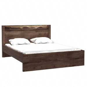 Łóżko Indiana 160x200 cm jesion ciemny idealne łóżko do stylowej sypialni ozdobna deska na zagłówku oświetlona LED