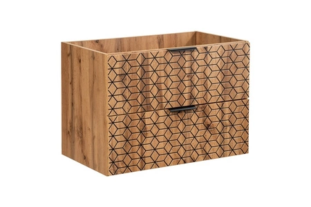 Szafka pod umywalkę Diamond 80 cm dąb wotan / czarny designerska szafka z szufladami w stylu nowoczesnym ryflowanie w kształcie rombów