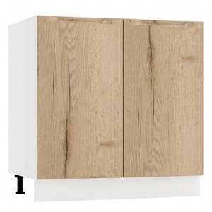 Szafka kuchenna stojąca z półką Zova D80 biały / dąb halifax szafka odporna na działanie wilgoci i uszkodzenia frezowane uchwyty