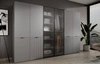 Szafa Sandbox 101 cm szara elegancka i funkcjonalna szafa z przeszklonymi frontami mebel z kolekcji szaf modułowych szkło ryflowane