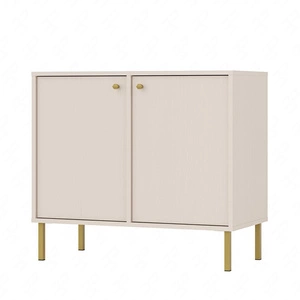 Komoda Kioto II 84 cm beżowa minimalistyczny design doskonała propozycja komody do sypialni lub salonu złote uchwyty