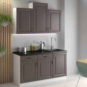 Zestaw mebli kuchennych Silver 150 cm szafki doskonale prezentują się we wnętrzach skandynawskich klasycznych oraz nowoczesnych