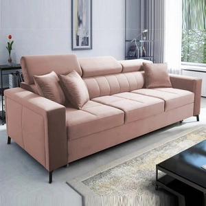 Sofa z funkcją spania Nausa kwarcowy róż regulowane zagłówki odporna na zaciągnięcia i zadrapania komfortowa podczas wypoczynku