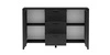 Komoda z szufladami Malumi 153 cm czarna elegancka i funkcjonalna komoda do nowoczesnych wnętrz subtelny wzór jodełki na frontach