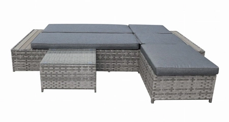 Sofa ogrodowa Diabolico szara elegancki charakter oryginalna forma wielofunkcyjny regulowany mebel ogrodowy wykonany z technorattanu