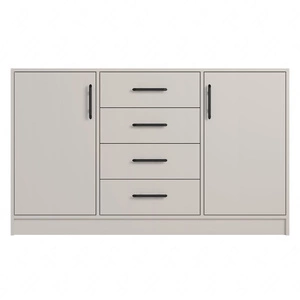 Komoda z szufladami Caspe 140 cm beżowa nowoczesny design mebla obrzeża komody wykończone specjalną okleiną ABS